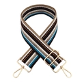 Adjustable wide shoulder strap with coffee, blue, and white stripes for crossbody bags - Silver Clasp / Blue Brown