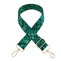 Adjustable green leopard print bag strap with golden metal lobster clasps and hardware - Emerald Green + Silver Buckle