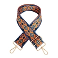Detail of woven ethnic bag strap with orange and blue geometric patterns and gold clips - Silver Clasp / 11-Blue Orange