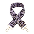 Detail of adjustable leopard print bag strap in light purple with gold glitter hardware - Purple