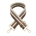 Adjustable thickened wide shoulder bag strap with colorful stripes and gold metal hardware - Silver Clasp / Khaki Green