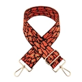 Detalle de la correa de bolso con estampado de leopardo y herrajes dorados - Cierre Plateado / Naranja