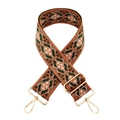 Detail eines böhmischen Taschengurts mit orangefarbenem Jacquardmuster und Goldhaken - 13-Orange Dunkelgrün