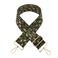 Correa ancha ajustable para bolso con estampado de leopardo y herrajes dorados elegantes - Cierre Plateado / Verde Militar
