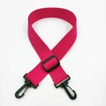 Detail of rose red nylon shoulder strap with adjustable black plastic swivel hooks - Rose Red