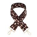 Détail de la bandoulière léopard de 5cm de large avec boucles métalliques dorées - Noir Café Beige-B