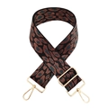 Détail de la bandoulière léopard large avec boucles dorées et tissu jacquard épais - Noir Café Vert-B