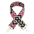 Detail of 5cm adjustable woven shoulder strap with geometric embroidery and gold lobster clasps - Silver Clasp / Blue Rose Pink (34)