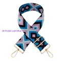 Detail of adjustable embroidered bag strap with purple diamond patterns and gold hooks - Silver Clasp / Purple Light Blue Dark Blue (28)