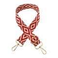 Jacquard geometric diamond pattern bag strap with gold metal hooks and adjustable buckle - Diamond Beige Red (Gold Buckle)
