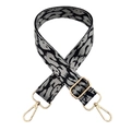 Verstellbarer Nylon-Schultergurt mit grauem Leopardenmuster und Goldschnallen - Silberverschluss / Grau