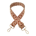 Adjustable jacquard bag strap with geometric rhombus pattern and gold metal hooks - Diamond Beige Brown (Gold Buckle)