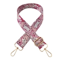 Verstellbarer Boho-Taschengurt mit Paisley-Muster und goldenen Metallkarabinerhaken - Rosa Serie