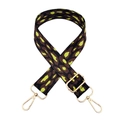 Detail of 3.8cm leopard jacquard strap with neon green accents and gold metal hooks - Silver Clasp / Leopard Fluorescent Green 2