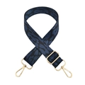 Verstellbarer Nylon-Taschengurt mit Leopardenmuster und goldenen Karabinern für Umhängetaschen - Silberverschluss / Blau