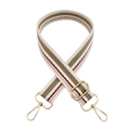 Correa tejida de 3,8 cm con rayas coloridas y ganchos de metal dorado para bolsos - Rayas Crema Rosa Hebilla Dorada