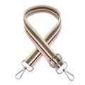 Correa de hombro a rayas estilo étnico para bolsos con ganchos metálicos plata - Rayas Crema Rosa Hebilla Plateada