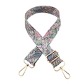 Adjustable wide shoulder strap with colorful floral mandala pattern and gold metal hooks - Pattern No. 121 + Silver Buckle