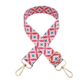 Floral crossbody strap with pink geometric patterns and gold metal swivel snap hooks - Pattern No. 122 + Silver Buckle