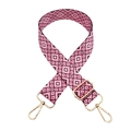 Umhängetaschen-Gurt mit rosa-schwarzem Rautenmuster und goldfarbenen Metallschnallen - Stil 123 (Goldene Schnalle)