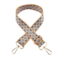 Tracolla regolabile in tela stile bohémien con motivi geometrici e ganci metallici dorati - Rombo Bohemien (146-Fibbia Dorata)