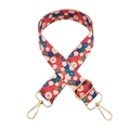 Détail de la bandoulière fleurie avec des mousquetons en métal doré poli - Motif N° 125 + Boucle Argentée