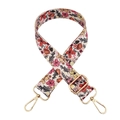 Adjustable floral pattern polyester replacement strap with gold metal hooks for handbags - Pattern No. 126 + Silver Buckle