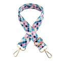 Adjustable floral pattern bag strap with wide colorful weave and gold metal hooks - Pattern No. 127 + Silver Buckle