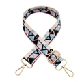 Bandoulière large réglable avec motifs floraux bohèmes et boucles en métal doré - Motif N° 128 + Boucle Argentée
