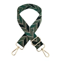 Adjustable wide replacement bag strap with green and black geometric jacquard pattern - Black Green - Gold Buckle (No. 7)