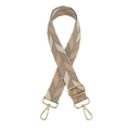 Adjustable wide jacquard bag strap with beige and khaki geometric zigzag patterns - No.8 Beige Khaki Silver Buckle