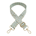 Adjustable mint green leopard print wide shoulder strap with golden metal hooks - Pattern 155 + Gold Buckle
