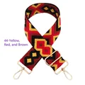 Adjustable 5cm wide embroidered shoulder strap with yellow red brown geometric pattern - Yellow Red Brown (44)