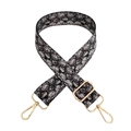 Adjustable wide shoulder strap with grey snakeskin pattern and gold-tone metal buckles - Pattern 184 + Gold Buckle