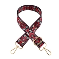 Ethnic bohemian style colorful floral jacquard wide shoulder strap with gold hardware - Pattern 178 Gold Buckle