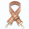 Detail of adjustable geometric ethnic style woven strap with golden metal lobster clasps - Silver Clasp / No. 7 Orange