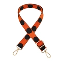 Adjustable 2.5cm orange shoulder strap with black polka dots and gold metal hooks - Black and Orange With Gold Buckle