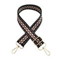 Detail of adjustable geometric wavy strap for handbags with premium gold metal hardware - Pattern 180 Gold Buckle