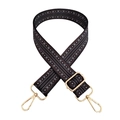 Adjustable geometric jacquard wide shoulder strap with gold-tone lobster clasps for bags - Pattern 188 + Gold Buckle