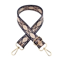 Detail of bohemian geometric woven shoulder strap with gold-plated metal lobster clasps - Pattern 181 Gold Buckle