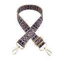 Bohemian geometric wide shoulder strap with golden metal lobster clasps for handbags - Pattern 182 Gold Buckle