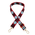 Adjustable 2.5cm red jacquard woven shoulder strap with retro polka dots and gold clasps - Light Blue Purple Red Gold Buckle