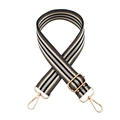 Correa de bolso de 3,8 cm de ancho a rayas con hilo dorado y mosquetones metálicos dorados - Hebilla Dorada