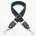 Bandoulière large tissée à motif losange vert et noir avec des boucles en métal doré - Noir Vert Émeraude