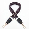 Bandoulière jacquard réglable avec motif losange violet et boucles dorées chic - Noir Violet