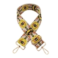 Tracolla larga con motivo geometrico etnico e fibbia in metallo dorato regolabile - N. 3 Beige Giallo Chiaro Marrone