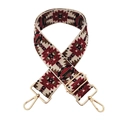 Dettaglio tracolla jacquard geometrica bohémien con fibbie in metallo oro chiaro regolabili - N. 4 Beige Rosso Vino Marrone