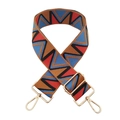 Detail of thickened jacquard bag strap with geometric patterns and gold metal hooks - 10 Yellow Brown Blue Deep Gray