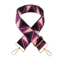 Detail of adjustable geometric jacquard strap with purple pink patterns and gold hooks - Silver Clasp / 11 Purple Black Rose Red