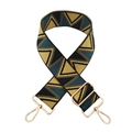 Detail of geometric jacquard bag strap with vintage sawtooth pattern and gold lobster clasps - 17 Yellow Black Army Green